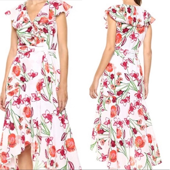 Calvin Klein Dresses & Skirts - CALVIN KLEIN NWT Flounce Floral Ruffle Wrap Dress Size 4 in White and Pink